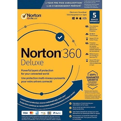 Norton 360 Deluxe – 1-Year / 5-Device – UK/Europe