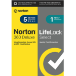Norton 360 Deluxe with LifeLock Select – 1-Year / 5-Device – USA